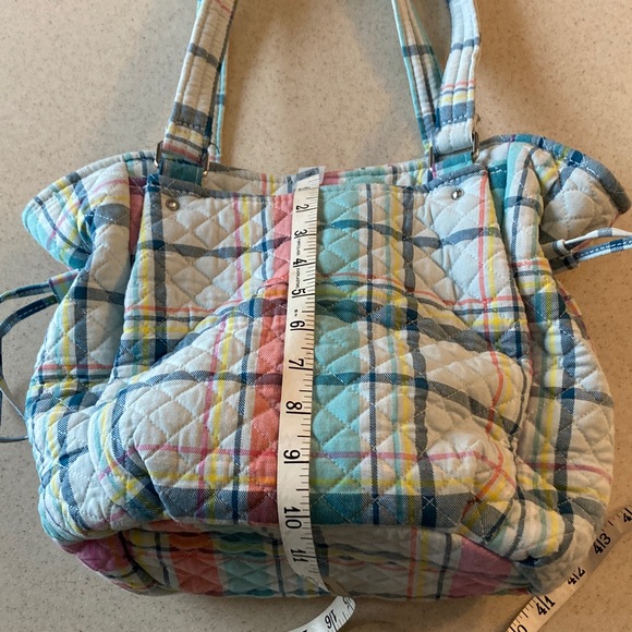 Vera Bradley Multicolor Quilted Satchel Shoulder Bag Pastel Plaid - Picture 9 of 15
